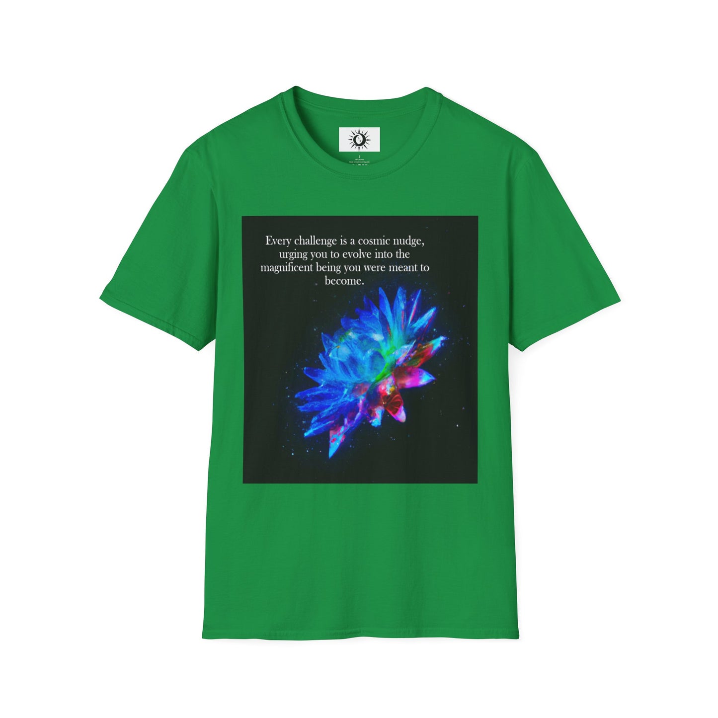 Every challenge is a cosmic nudge Unisex Softstyle T-Shirt